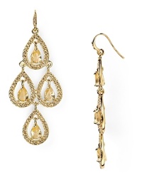 Dress up a simple look or go all out and sparkly with this pair of gleaming chandelier earrings from Carolee. This pair features crystal-adorned teardrops for a dramatic dangle. Dress up a simple look or go all out and sparkly with this pair of gleaming chandelier earrings from Carolee. This pair features crystal-adorned teardrops for a dramatic dangle.