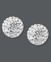 Spectacular studs! Kaleidoscope's button earring may be small, but they pack a lot of sparkle. Crafted in sterling silver with round-cut crystals and Swarovski elements. Approximate diameter: 1/2 inch. Spectacular studs! Kaleidoscope's button earring may be small, but they pack a lot of sparkle. Crafted in sterling silver with round-cut crystals and Swarovski elements. Approximate diameter: 1/2 inch.