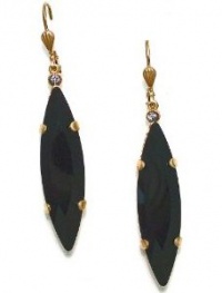 Catherine Popesco 14K Gold Plated Faceted Marquise Jet Black Swarovski Crystal Dangle Earrings