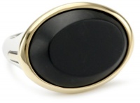 Elizabeth and James Saddle Collection Sterling Silver and 23k Gold-Plated Matte Onyx Ring, Size 7 Elizabeth and James Saddle Collection Sterling Silver and 23k Gold-Plated Matte Onyx Ring, Size 7