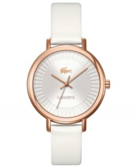 This lovely Nice collection watch from Lacoste is twice as nice with the pairing of icy white and warm rose. This lovely Nice collection watch from Lacoste is twice as nice with the pairing of icy white and warm rose.