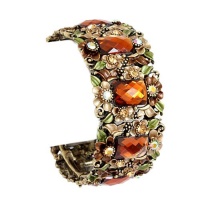 Brown Flower and Crystal Hinged Bangle Bracelet Brown Flower and Crystal Hinged Bangle Bracelet