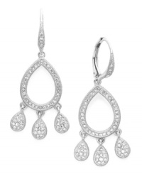 A vintage take on a classy pair of chandelier earrings. Eliot Danori's elegant style shimmers with the additino of sparkling crystals. Set in silver tone mixed metal. Approximate drop: 1 inch.