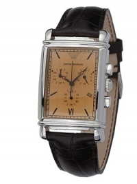 Emporio Armani Quartz, Beige Dial with Black Embossed Leather Band - Men's Watch AR0285 Emporio Armani Quartz, Beige Dial with Black Embossed Leather Band - Men's Watch AR0285