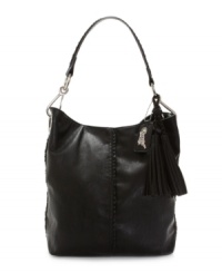 Carlos by Carlos Santana adds braided trim and a flirty pair of tassels to the rocker-chic Tour purse. Carlos by Carlos Santana adds braided trim and a flirty pair of tassels to the rocker-chic Tour purse.