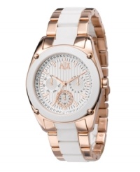 Rosy with a chance of shimmer. The forecast is nothing but style for this watch by AX Armani Exchange. Rosy with a chance of shimmer. The forecast is nothing but style for this watch by AX Armani Exchange.