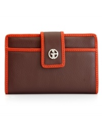 Take on the colorblock trend in a small dose with this fab Giani Bernini wallet that keeps any fashionista easily organized. Sleek and slender with plenty of slots for cards and cash, it easily slips into your favorite handbag without a worry. Take on the colorblock trend in a small dose with this fab Giani Bernini wallet that keeps any fashionista easily organized. Sleek and slender with plenty of slots for cards and cash, it easily slips into your favorite handbag without a worry.