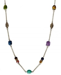 Hit the ground running with splashes of color! This illusions necklace from Lauren Ralph Lauren stuns with semi-preciouc tiger's eye and amethyst beads. Crafted in 14k gold plated mixed metal. Approximate length: 18 inches + 2-inch extender. Hit the ground running with splashes of color! This illusions necklace from Lauren Ralph Lauren stuns with semi-preciouc tiger's eye and amethyst beads. Crafted in 14k gold plated mixed metal. Approximate length: 18 inches + 2-inch extender.