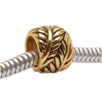 22K Gold Plated Large Hole Spacer Bead With Wrapped Leaf Design Fits Pandora (1) 22K Gold Plated Large Hole Spacer Bead With Wrapped Leaf Design Fits Pandora (1)