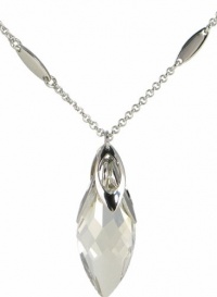 Oval Shaped Budding Flower Swarovski Elements Crystal Pendant Necklace W. 18k White Gold Plated Chain (Silver) Oval Shaped Budding Flower Swarovski Elements Crystal Pendant Necklace W. 18k White Gold Plated Chain (Silver)