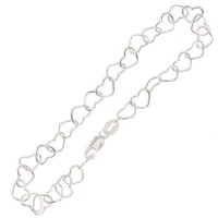 Sterling Silver Link Charm Bracelet Heart Chain 7 Inch With Lobster Clasp Sterling Silver Link Charm Bracelet Heart Chain 7 Inch With Lobster Clasp