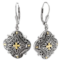 925 Silver Filigree Cross Design Earrings with 18k Gold Accents 925 Silver Filigree Cross Design Earrings with 18k Gold Accents