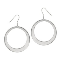Sterling Silver Polished Open Circle Drop French Wire Earrings