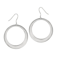 Sterling Silver Polished Open Circle Drop French Wire Earrings Sterling Silver Polished Open Circle Drop French Wire Earrings