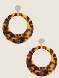 GUESS Brown Tortoise Shell Gold-Tone Drop-Hoop, GOLD GUESS Brown Tortoise Shell Gold-Tone Drop-Hoop, GOLD