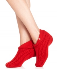 Keep in the holiday spirit down to your toes with these festive cable knit booties from Lauren Ralph Lauren, featuring the iconic LRL monogram embroidered at the ankle. Keep in the holiday spirit down to your toes with these festive cable knit booties from Lauren Ralph Lauren, featuring the iconic LRL monogram embroidered at the ankle.