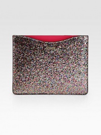 This sleek and compact iPad case is given an extra dose of sparkle with allover multicolored glitter. Coated in glitterFully lined8½W X 10H X ¾DImportedPlease note: iPad® not included. This sleek and compact iPad case is given an extra dose of sparkle with allover multicolored glitter. Coated in glitterFully lined8½W X 10H X ¾DImportedPlease note: iPad® not included.
