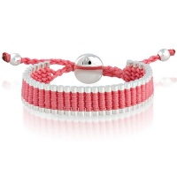 Silvertone Circle with Pink Cord Adjustable Friendship Bracelet Silvertone Circle with Pink Cord Adjustable Friendship Bracelet