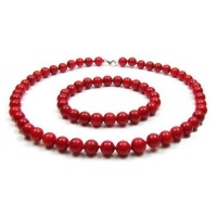 Bling Jewelry Sterling Silver 8mm Coral Necklace & Bracelet Jewelry Set Bling Jewelry Sterling Silver 8mm Coral Necklace & Bracelet Jewelry Set