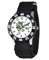 To infinity and beyond! Help your kids stay on time with this fun Time Teacher watch from Disney. Featuring Buzz Lightyear from the Toy Story movies, the hour and minute hands are clearly labeled for easy reading. To infinity and beyond! Help your kids stay on time with this fun Time Teacher watch from Disney. Featuring Buzz Lightyear from the Toy Story movies, the hour and minute hands are clearly labeled for easy reading.