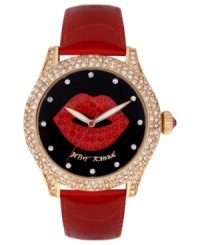 Seal your look with a kiss with this alluring watch from Betsey Johnson. Seal your look with a kiss with this alluring watch from Betsey Johnson.
