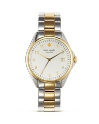 Two tones are better than one on this classically styled timepiece from kate spade new york. Crafted of stainless steel with gold-plated accents, it's destined for double takes. Two tones are better than one on this classically styled timepiece from kate spade new york. Crafted of stainless steel with gold-plated accents, it's destined for double takes.