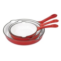 Heuck 33062 Porcelain Enamel Cast Iron 3 Piece Skillet Set, Red Heuck 33062 Porcelain Enamel Cast Iron 3 Piece Skillet Set, Red