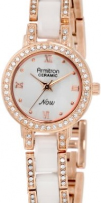 Armitron Women's 75/3919WTRG White Ceramic Rosegold-Tone Swarovski Crystal Accented Bracelet Watch Armitron Women's 75/3919WTRG White Ceramic Rosegold-Tone Swarovski Crystal Accented Bracelet Watch