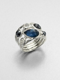 From the Wonderland Collection. This stunning constellation ring with its multi-band design is dramatically dotted with faceted doublets of sambuca-color-backed mother-of-pearl and clear quartz.Sambuca quartz, clear quartz and mother-of-pearlSterling silverWidth, about 1Imported From the Wonderland Collection. This stunning constellation ring with its multi-band design is dramatically dotted with faceted doublets of sambuca-color-backed mother-of-pearl and clear quartz.Sambuca quartz, clear quartz and mother-of-pearlSterling silverWidth, about 1Imported
