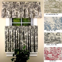 Victoria Park Toile 68-Inch-by-36 Inch Tailored Tier Curtains, Black Victoria Park Toile 68-Inch-by-36 Inch Tailored Tier Curtains, Black