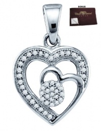 My Heart Is Where You Are Pendant in 10KWG with .15CT Micro Pave Diamond and White Gold Heart Center - Incl. ClassicDiamondHouse Free Gift Box & Cleaning Cloth