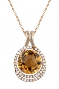 Effy Jewlery Rose Gold Citrine and Diamond Pendant, 4.48 TCW Effy Jewlery Rose Gold Citrine and Diamond Pendant, 4.48 TCW