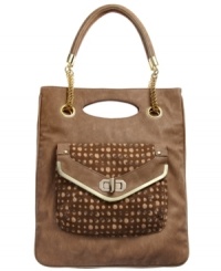 Feel like the fashionista you are with this impossibly posh silhouette from Olivia + Joy. Glam, golden hardware with lady-like chain-link detailing and curvaceous cut out design offers instant appeal, while the generous interior lets you take along all your everyday must-haves, and more. Feel like the fashionista you are with this impossibly posh silhouette from Olivia + Joy. Glam, golden hardware with lady-like chain-link detailing and curvaceous cut out design offers instant appeal, while the generous interior lets you take along all your everyday must-haves, and more.