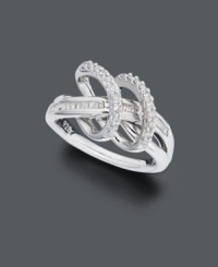 Decorate your ring finger with swirling silver ribbons. The perfect present, this special ring features sparkling channel-set and round-cut diamond (1/3 ct. t.w.) in an intricate sterling silver setting. Size 7. Decorate your ring finger with swirling silver ribbons. The perfect present, this special ring features sparkling channel-set and round-cut diamond (1/3 ct. t.w.) in an intricate sterling silver setting. Size 7.