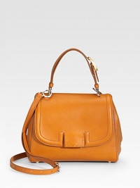 Striking Italian leather satchel with a clean and structured silhouette, make a polished, completely versatile design.Top handle, 5 drop Removable, adjustable shoulder straps, 9-27 drop Turnlock closure underneath the flap Protective metal feet One inside zip pocket Linen lining 10½W X 8H X 5D Made in Italy Striking Italian leather satchel with a clean and structured silhouette, make a polished, completely versatile design.Top handle, 5 drop Removable, adjustable shoulder straps, 9-27 drop Turnlock closure underneath the flap Protective metal feet One inside zip pocket Linen lining 10½W X 8H X 5D Made in Italy