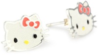 Hello Kitty Girl's Sterling Silver Pink Bow Stud Earrings