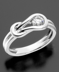 A beautiful diamond holds the knot in place, keeping it always secure in this Everlon™ solitaire ring. This gorgeous ring features round-cut diamond (1/4 ct. t.w.) set in 14k white gold. A beautiful diamond holds the knot in place, keeping it always secure in this Everlon™ solitaire ring. This gorgeous ring features round-cut diamond (1/4 ct. t.w.) set in 14k white gold.