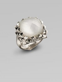 Lustrous mother-of-pearl, muted by a faceted clear quartz overlay, is framed by polished studs of sterling silver. Mother of pearl and clear quartz Sterling silver Width, about 1 Imported Lustrous mother-of-pearl, muted by a faceted clear quartz overlay, is framed by polished studs of sterling silver. Mother of pearl and clear quartz Sterling silver Width, about 1 Imported