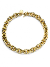 THE LOOKA bold, simple chain of polished oval linksToggle closureTHE FITLength, about 18THE MATERIAL18k gold platingORIGINMade in Italy THE LOOKA bold, simple chain of polished oval linksToggle closureTHE FITLength, about 18THE MATERIAL18k gold platingORIGINMade in Italy