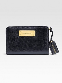 Stay organized with this sleek leather design, outfitted with two inner compartments for maximum space.Top zip closure Two inside compartments with snap-button closure Twelve credit card slots Fully lined 5½W X 3½H X 1D Imported Stay organized with this sleek leather design, outfitted with two inner compartments for maximum space.Top zip closure Two inside compartments with snap-button closure Twelve credit card slots Fully lined 5½W X 3½H X 1D Imported