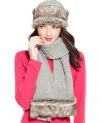 Cozy up to the cold weather in style with this faux fur trimmed knit hat and scarf from La Fiorentina. The chill won't stand a chance. Cozy up to the cold weather in style with this faux fur trimmed knit hat and scarf from La Fiorentina. The chill won't stand a chance.