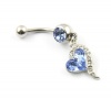 316L Surgical Steel Blue Rhinestones Heart Dangle Surgical Steel Belly Navel Bar Ring Body Jewelry