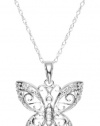 14k Gold Diamond Butterfly Pendant Necklace (0.10 cttw, I-J Color, I2-I3 Clarity), 18