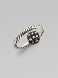 From the David Yurman Element Collection. Signature cable twisted band with diamond pavé ball.Diamond, 0.26 tcw Sterling silver Black rhodium Width, about 8mm Imported Additional Information Women's Ring Size Guide From the David Yurman Element Collection. Signature cable twisted band with diamond pavé ball.Diamond, 0.26 tcw Sterling silver Black rhodium Width, about 8mm Imported Additional Information Women's Ring Size Guide
