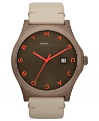 Go for the unexpected with the vibrant coral accents placed in this neutral-toned Henry collection watch from Marc by Marc Jacobs. Go for the unexpected with the vibrant coral accents placed in this neutral-toned Henry collection watch from Marc by Marc Jacobs.