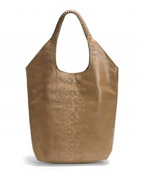 THE LOOKBraided leather shoulder strapsTexture blocked python and leather cutout floral designMagnetic top closureOne inside open leather pocketOne inside zip pocket with logo pullInside logo detailTHE MEASUREMENTShoulder straps, 9½ drop15W X 17H X 4DTHE MATERIALPython and leatherMicrofiber liningORIGINMade in Italy THE LOOKBraided leather shoulder strapsTexture blocked python and leather cutout floral designMagnetic top closureOne inside open leather pocketOne inside zip pocket with logo pullInside logo detailTHE MEASUREMENTShoulder straps, 9½ drop15W X 17H X 4DTHE MATERIALPython and leatherMicrofiber liningORIGINMade in Italy