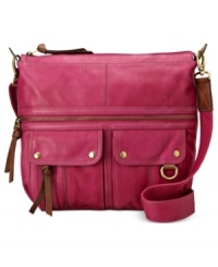 Add an artisanal feel to your accessories arsenal with this easygoing crossbody from Fossil. Sumptuous leather is accented with brass-tone hardware, tassel zipper pulls and plenty of pockets, for a look that's effortlessly on-trend. Add an artisanal feel to your accessories arsenal with this easygoing crossbody from Fossil. Sumptuous leather is accented with brass-tone hardware, tassel zipper pulls and plenty of pockets, for a look that's effortlessly on-trend.
