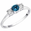 14K Gold Round 3 Stone Blue Diamond & White Diamond Ring (1/2 cttw)