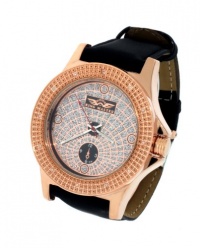 Mens Rose Gold Tone Genuine Diamond Watch Crystal Dial Leather Band KM King Master Mens Rose Gold Tone Genuine Diamond Watch Crystal Dial Leather Band KM King Master