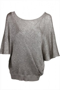 Alfani Womens Dry Champagne Silver Sequin Batwing Sleeve Top XL Alfani Womens Dry Champagne Silver Sequin Batwing Sleeve Top XL